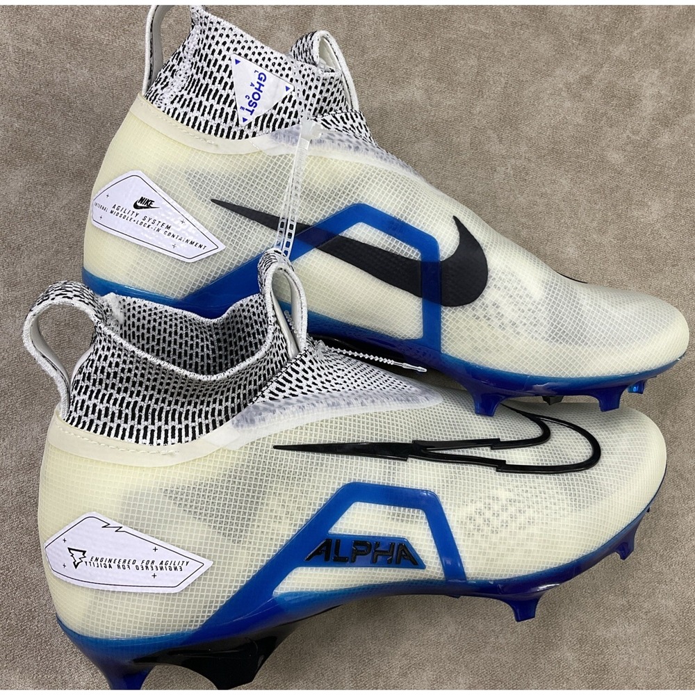 Nike Alpha Menace Elite 3 Mens 9.5 Football Cleats White Ghost Laces CT6648-101
